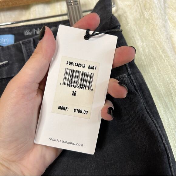 7 For All Mankind High Waist Ankle Skinny Jeans Stretch Washed Black $189 NWT 26 - Picture 5 of 11